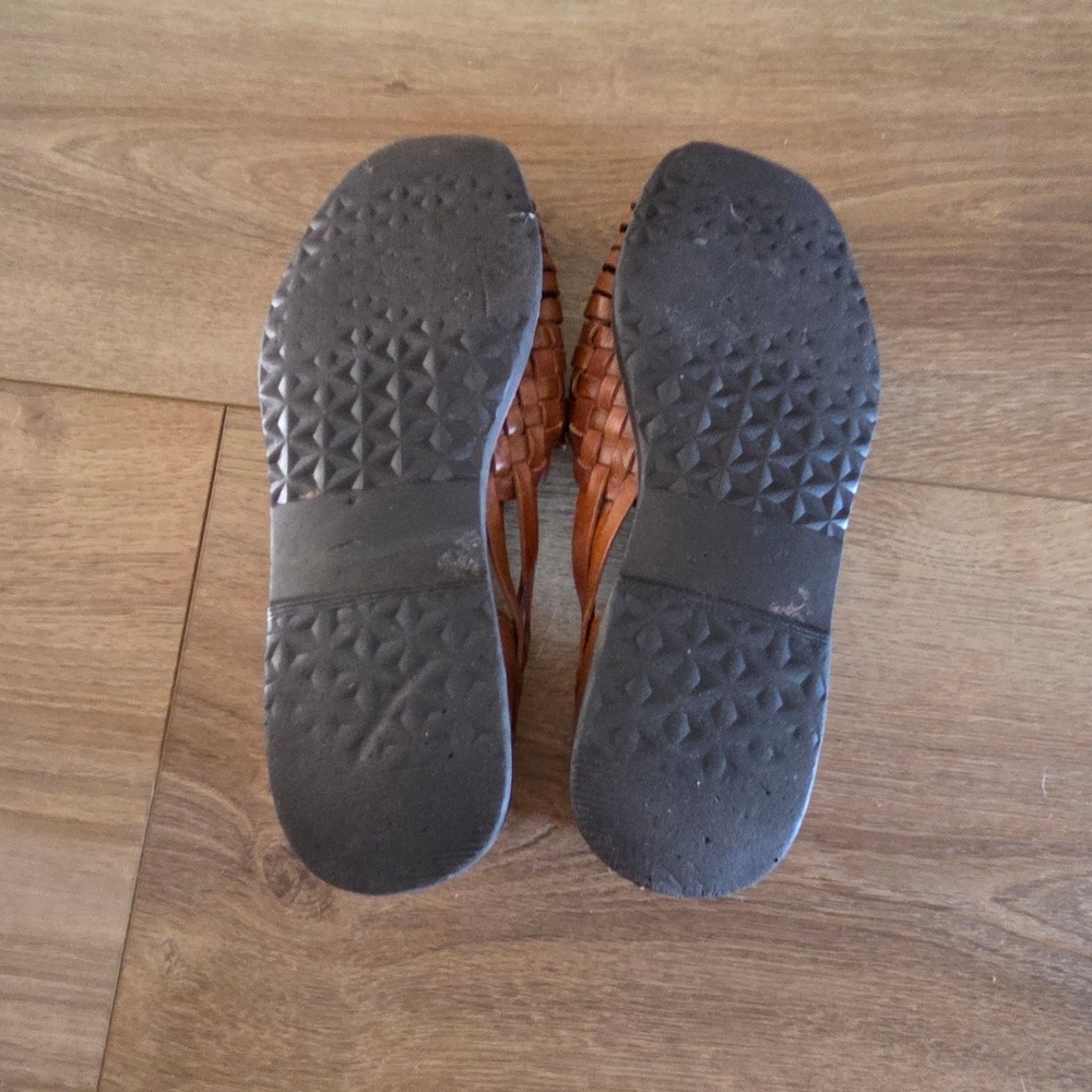 Sunsteps Vintage Tan Brown Hand Woven Leather Huarache Sandals Size 8 - Picture 3 of 4